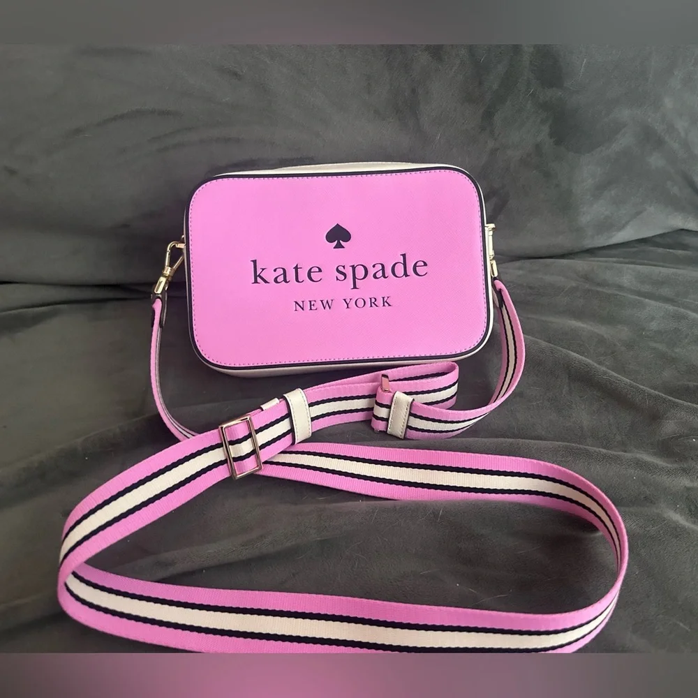 Kate Spade Lavender Crossbody Bag with Striped Strap - Picture 2 of 5